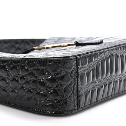 Saint Laurent Calfskin Crocodile Embossed LE 5 A 7 Hobo Black 9 of 10