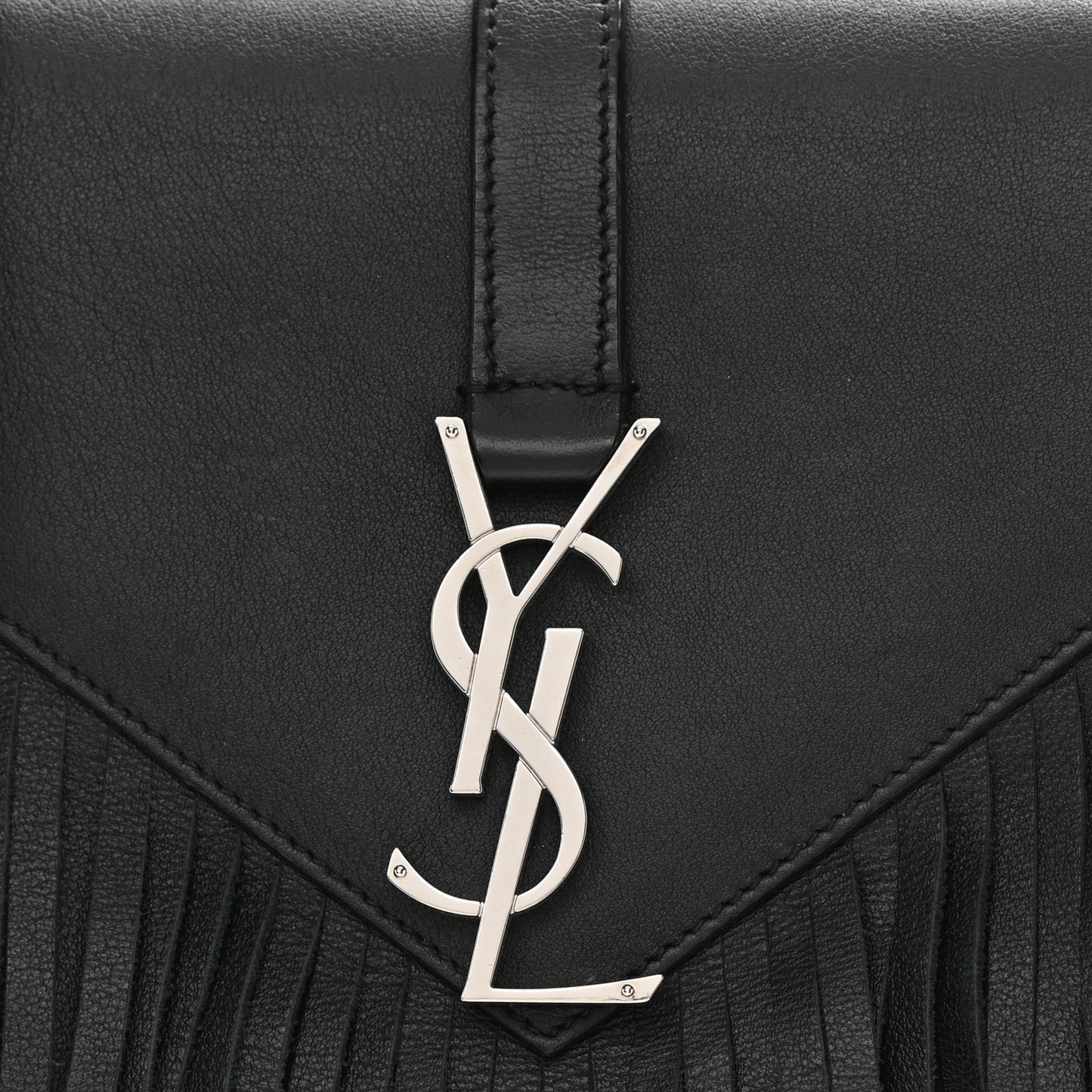 Calfskin Fringe Small Monogram Satchel Black