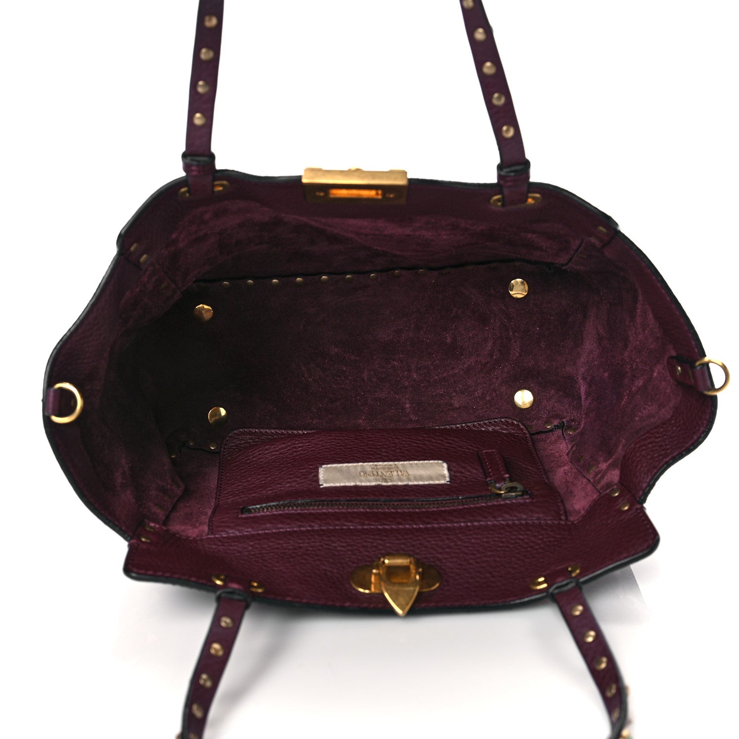 Valentino Garavani Grained Calfskin Small Rockstud Rolling Tote Rubin 5 of 9