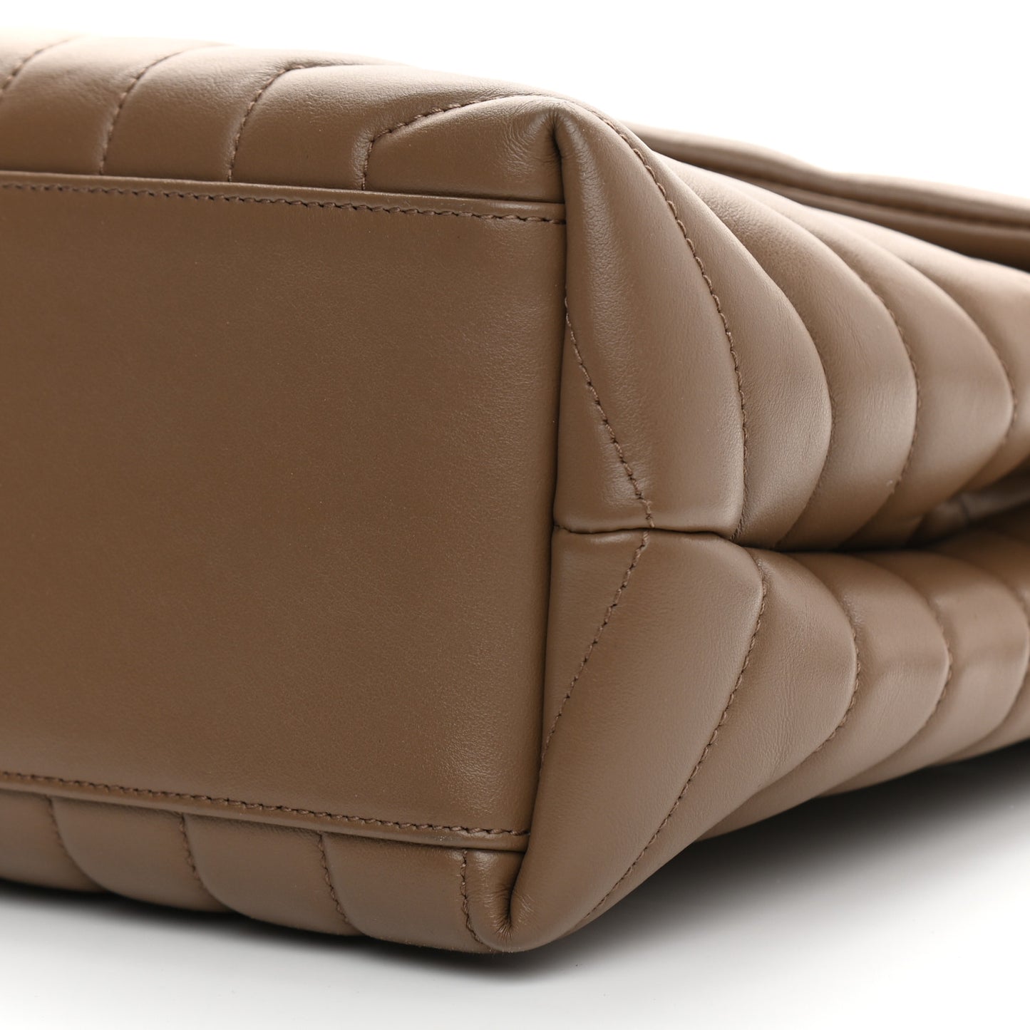 Calfskin Y Quilted Monogram Medium Loulou Chain Satchel Dark Beige