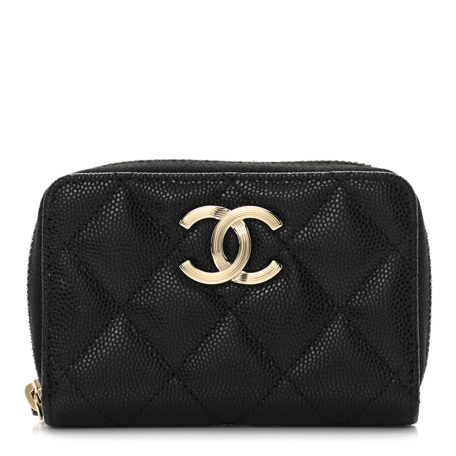 Chanel Caviar Quilted CC Zip Around Card Holder Wallet Black 1 of 8