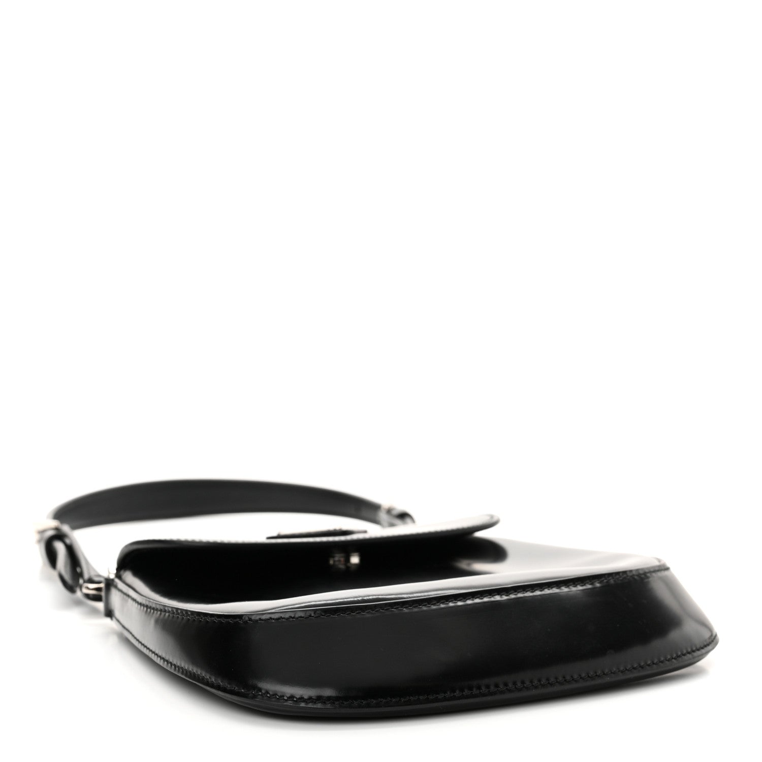 Prada Spazzolato Mini Cleo Flap Adjustable Strap Shoulder Bag Black 4 of 14