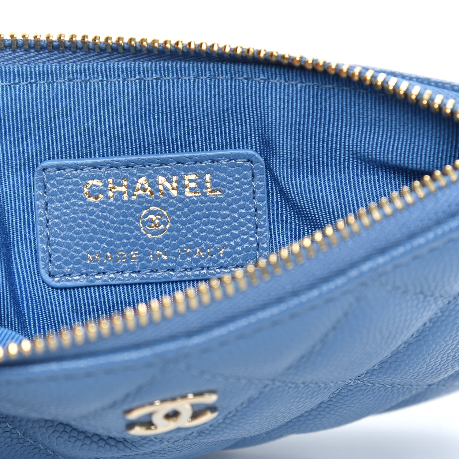 Chanel Caviar Quilted Small Cosmetic Case Blue 6 of 8