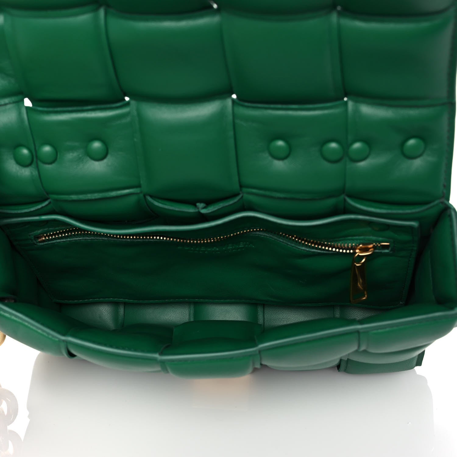 Bottega Veneta Lambskin Maxi Intreccio Padded Chain Cassette Crossbody Bag Racing Green 5 of 13
