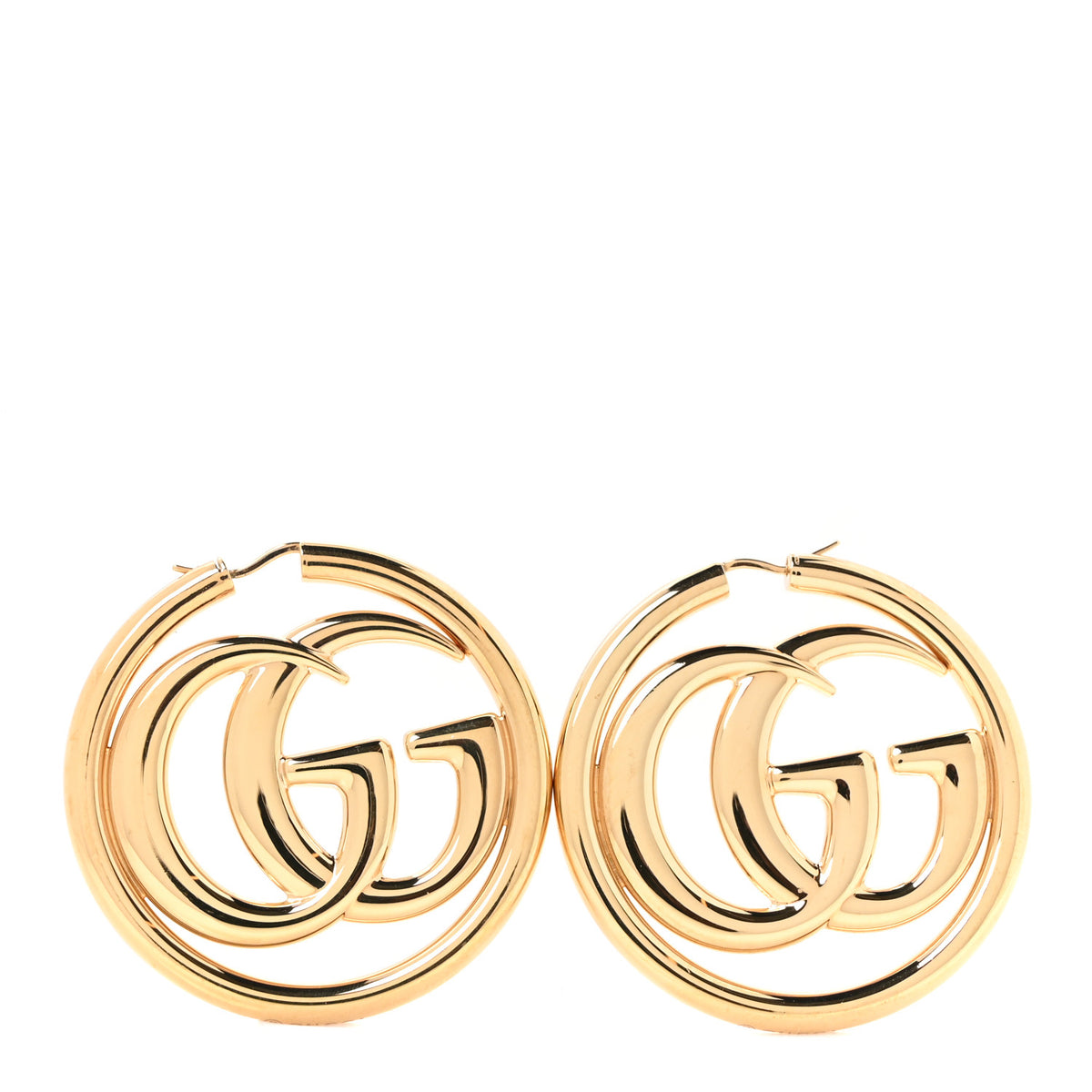 Gucci Metal GG Marmont Hoop Earrings Gold 1 of 4