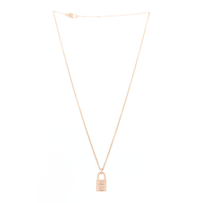 Hermes 18K Rose Gold Diamond Amulettes Cadenas Pendant Necklace 3 of 6