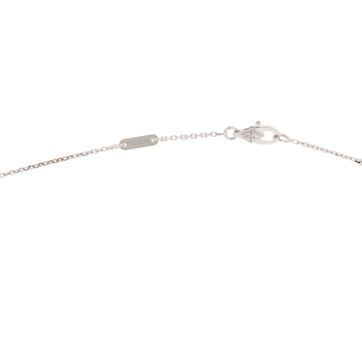 18K White Gold Diamond Sweet Alhambra Pendant Necklace