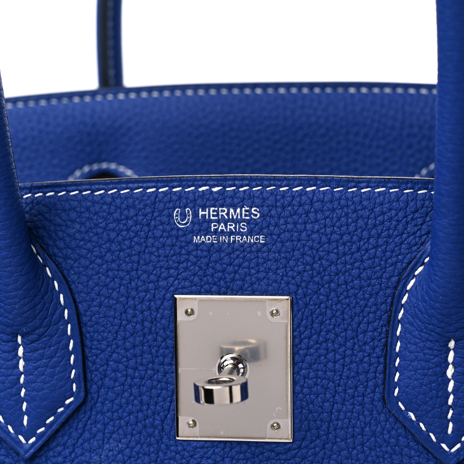 Hermes Togo Bi-Color Horseshoe Birkin 30 Bleu Electrique Craie 6 of 12