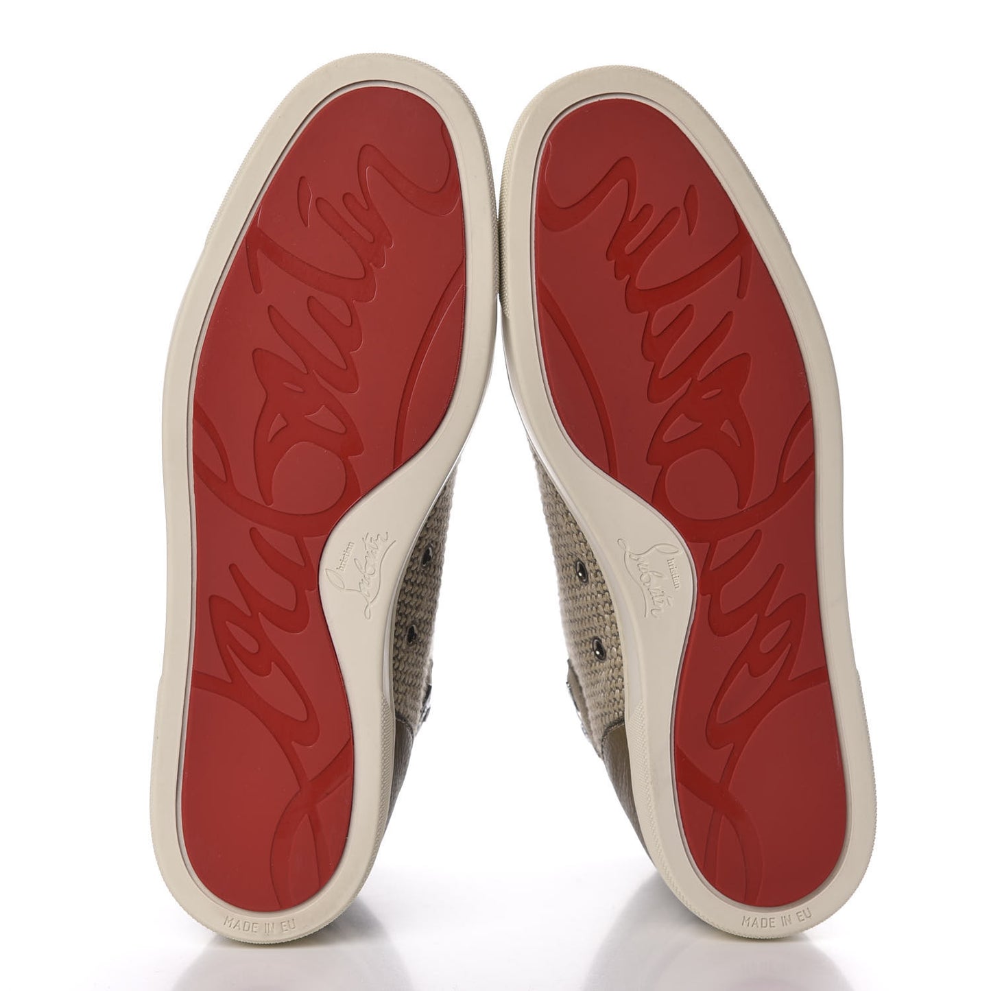 Cotton Rafia Calfskin Veau Velours Mens Rantus Flat Sneakers 41.5 Beige