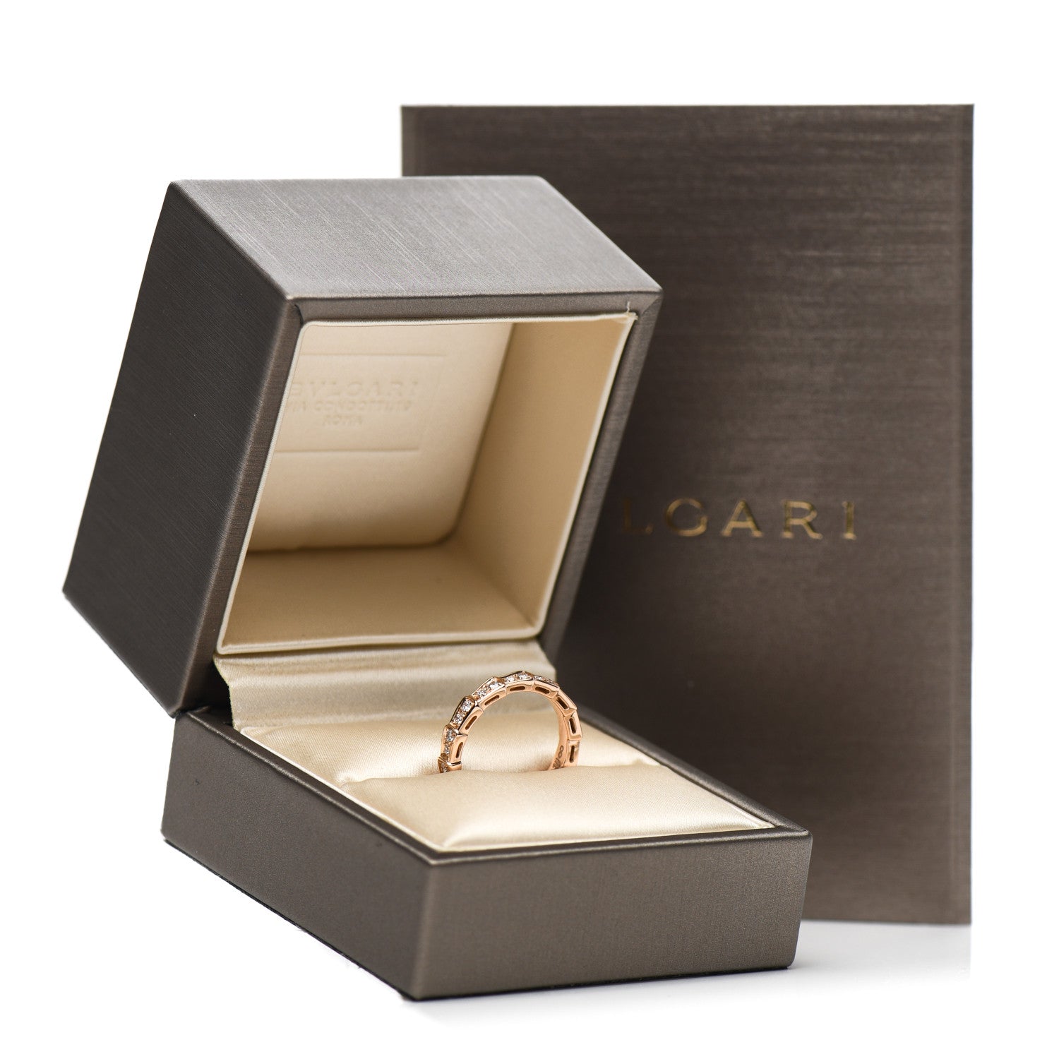 Bulgari 18K Rose Gold Diamond Serpenti Pave Band Ring 51 5.75 7 of 7