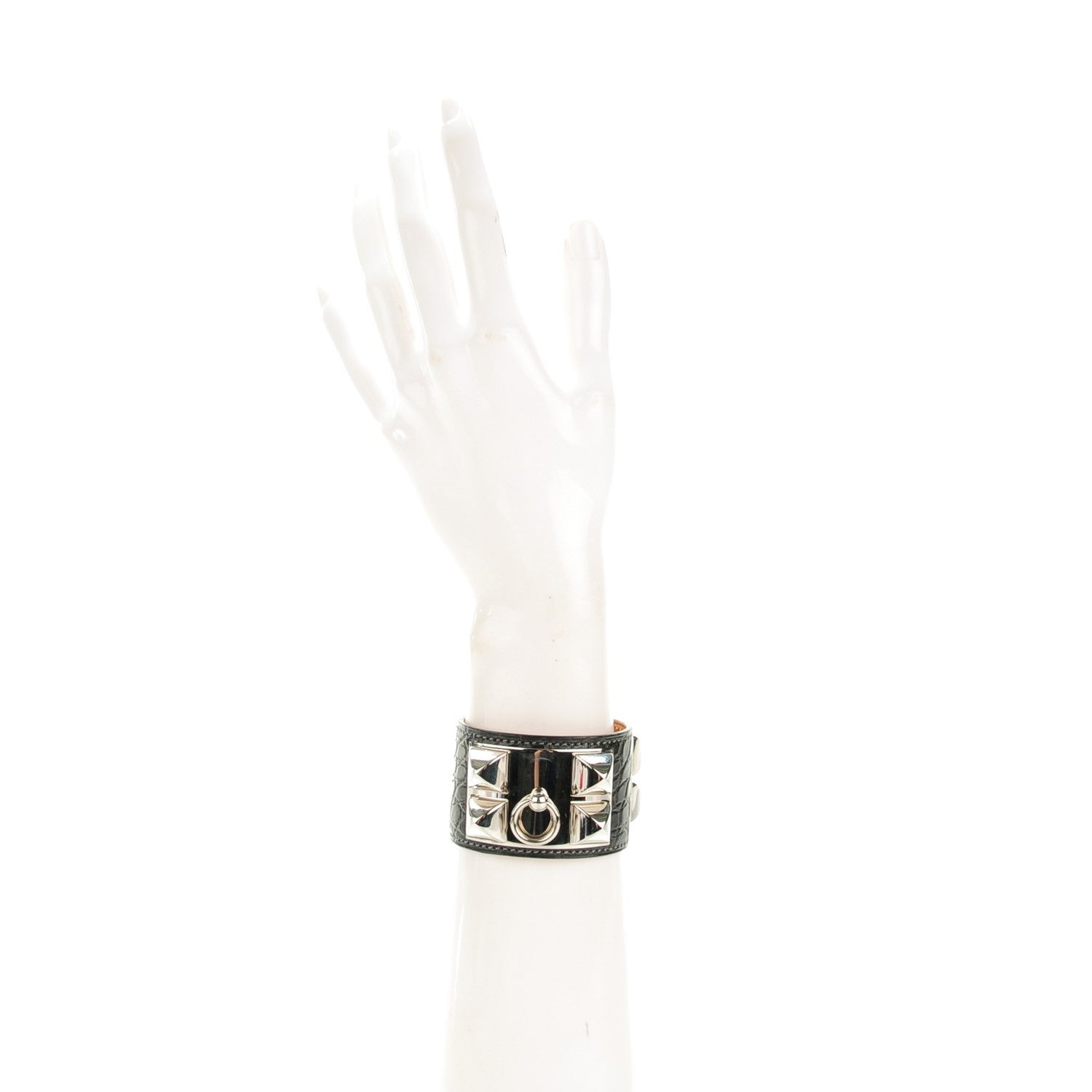 Hermes Matte Alligator Collier De Chien CDC Bracelet S Graphite 2 of 7