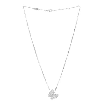 Van Cleef & Arpels 18K White Gold Diamond Two Butterfly Pendant Necklace 3 of 6