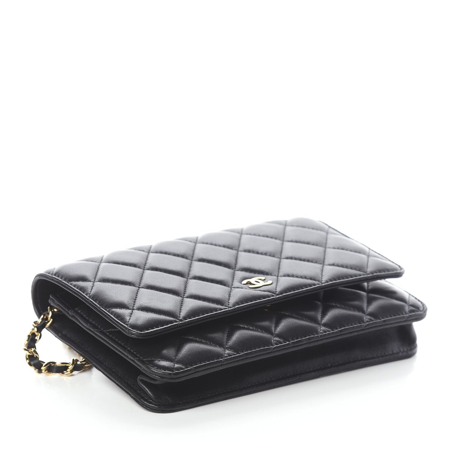 Lambskin Quilted Wallet On Chain WOC Black
