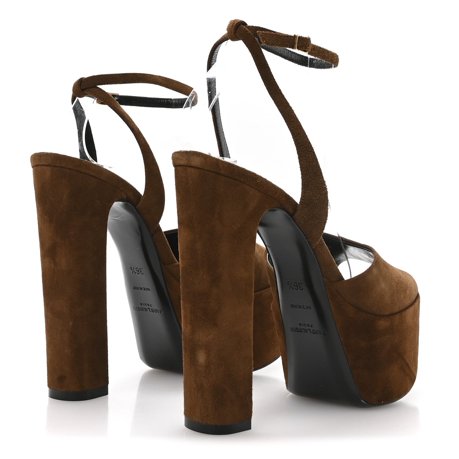 Saint Laurent Cachemire Jodie 95 Tanouk Platform Sandals 36.5 Land 5 of 8