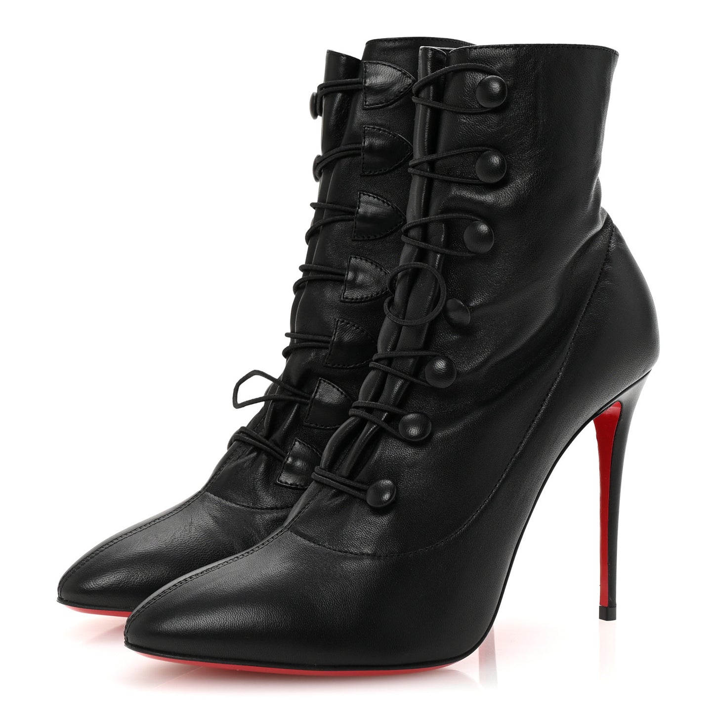 Calfskin French Tutu Button Ankle Boot  38 Black