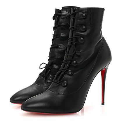 Christian Louboutin Calfskin French Tutu Button Ankle Boot  38 Black 4 of 9