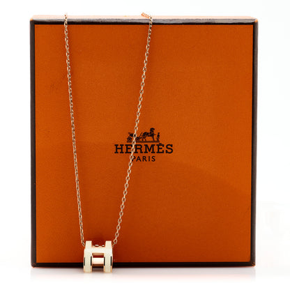 Hermes Lacquered Rose Gold Pop H Pendant Necklace White 8 of 8
