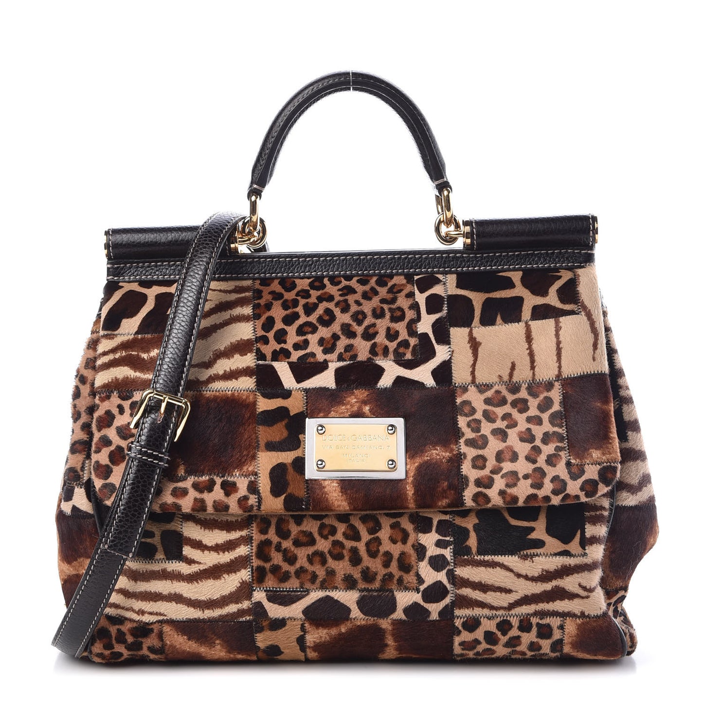 Calf Hair Animal Print Patchwork Large Miss Sicily Shopper Tote