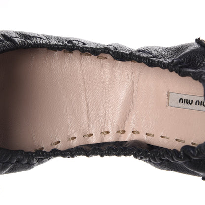 Miu Miu Goatskin Studded Buckle Ballet Flats 36 Denim 10 of 11