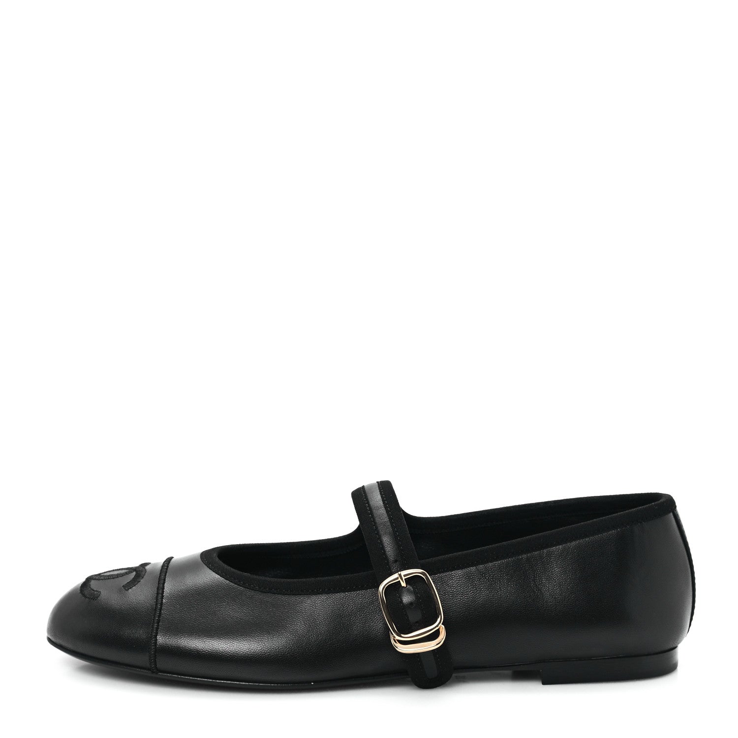 Chanel Lambskin Mary Jane Flats 37.5 Black 1 of 10