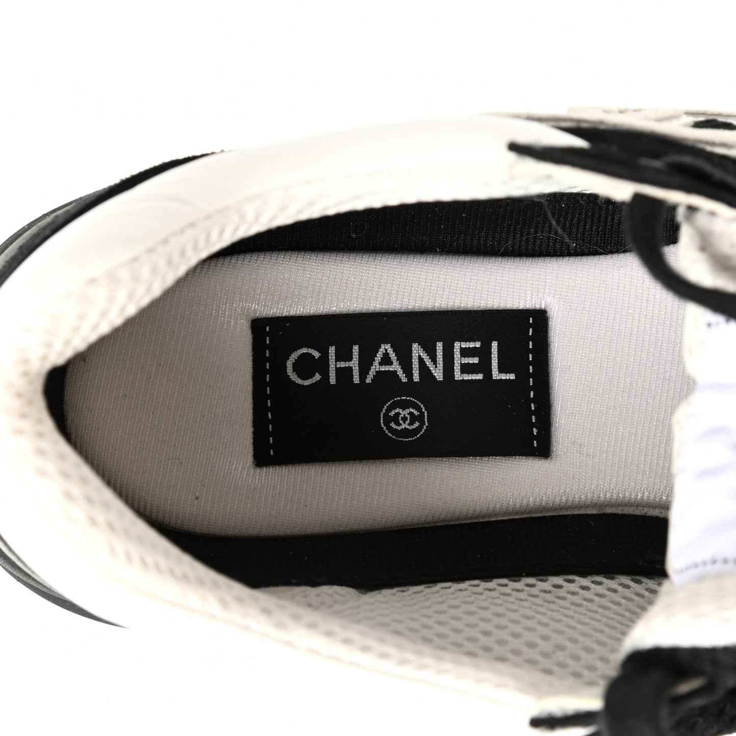 Mesh Suede Grained Calfskin Womens CC Sneakers 39 Black White