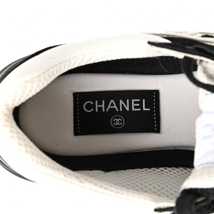 Chanel Mesh Suede Grained Calfskin Womens CC Sneakers 39 Black White 6 of 8