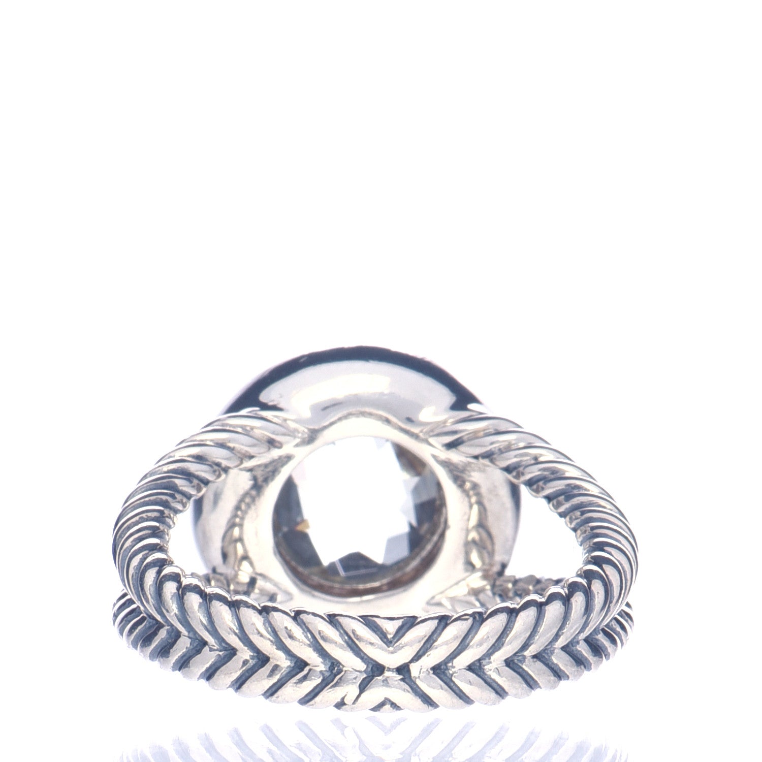 David Yurman Sterling Silver Diamond Prasiolite 8mm Petite Cerise Ring 52 6 4 of 6