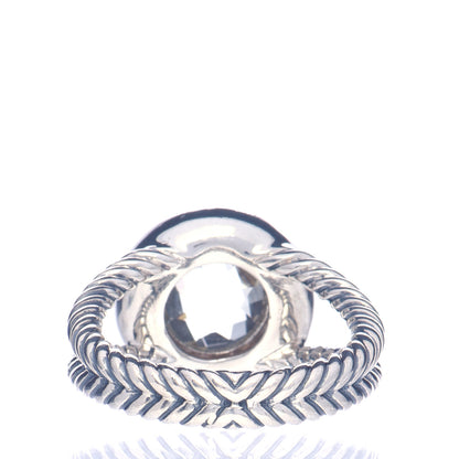 David Yurman Sterling Silver Diamond Prasiolite 8mm Petite Cerise Ring 52 6 4 of 6