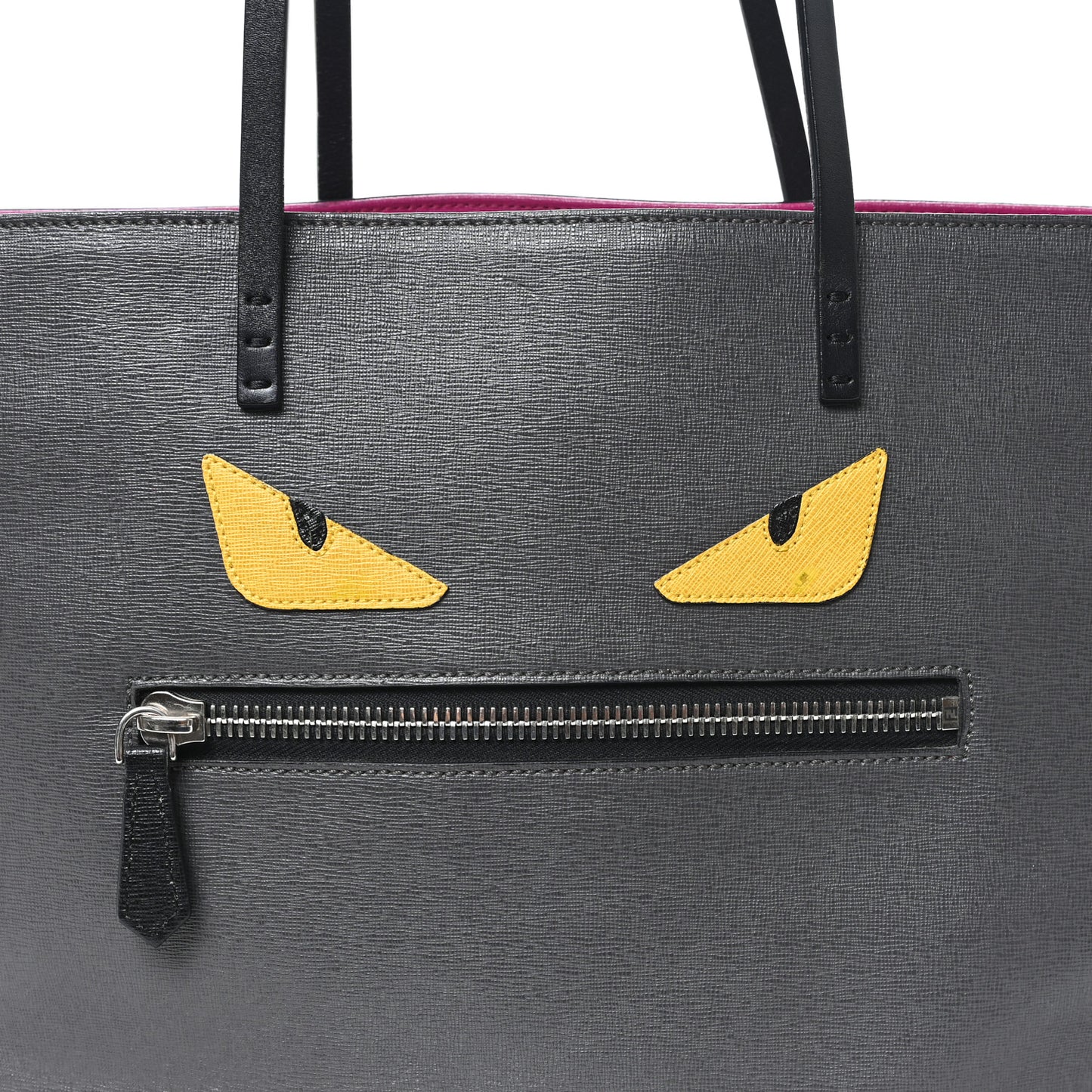 Vitello Elite Cuoio Monster Buggies Medium Roll Tote Carbone Black Multicolor Magenta