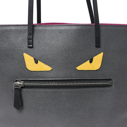 Fendi Vitello Elite Cuoio Monster Buggies Medium Roll Tote Carbone Black Multicolor Magenta 8 of 11