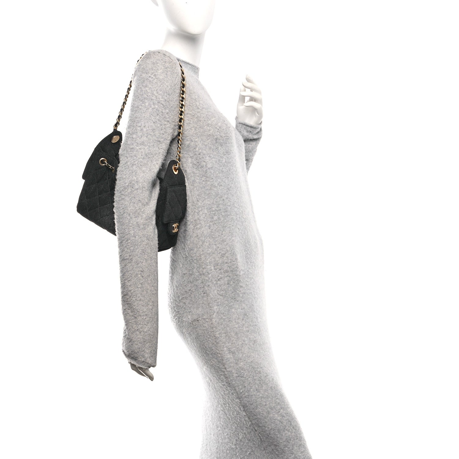 Chanel Washed Denim Quilted Mini Chanel 25 Handbag Black 3 of 11