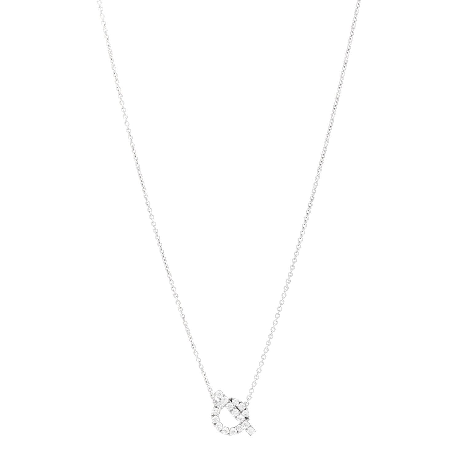Hermes 18K White Gold Diamond Finesse Pendant Necklace 1 of 5