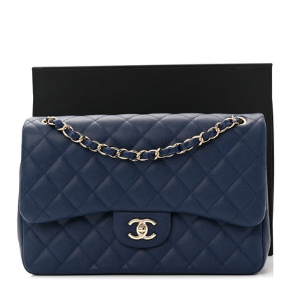 Chanel Caviar Quilted Jumbo Double Flap Navy Blue 11 of 11