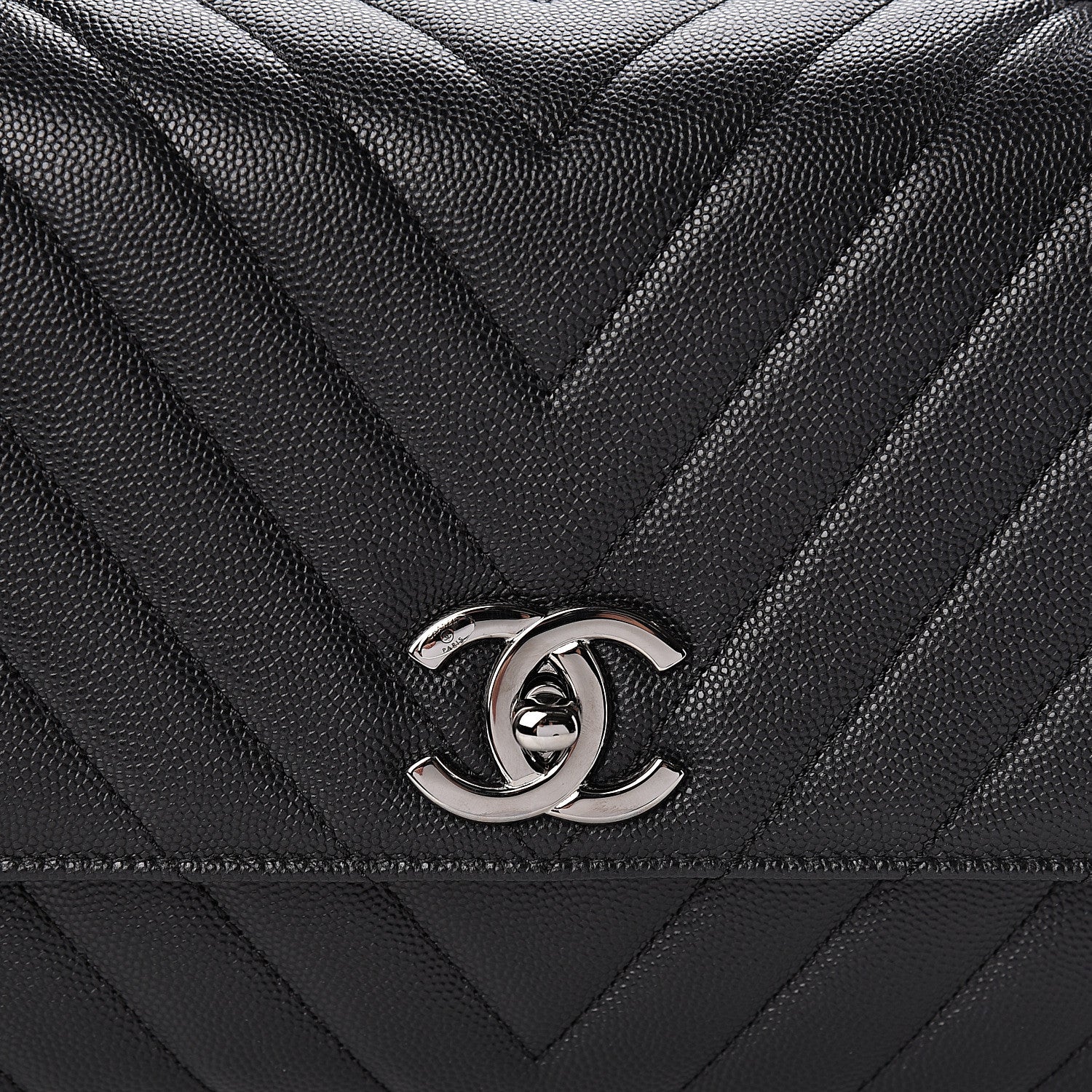 Chanel Caviar Chevron Quilted Small Coco Handle Flap Black 8 of 10