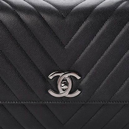 Chanel Caviar Chevron Quilted Small Coco Handle Flap Black 8 of 10