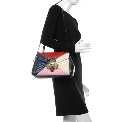Gucci Calfskin Bamboo Trapuntata Queen Margaret Top Handle Bag Blue Agata Hibiscus Red Mystic White Sugar Pink 2 of 8