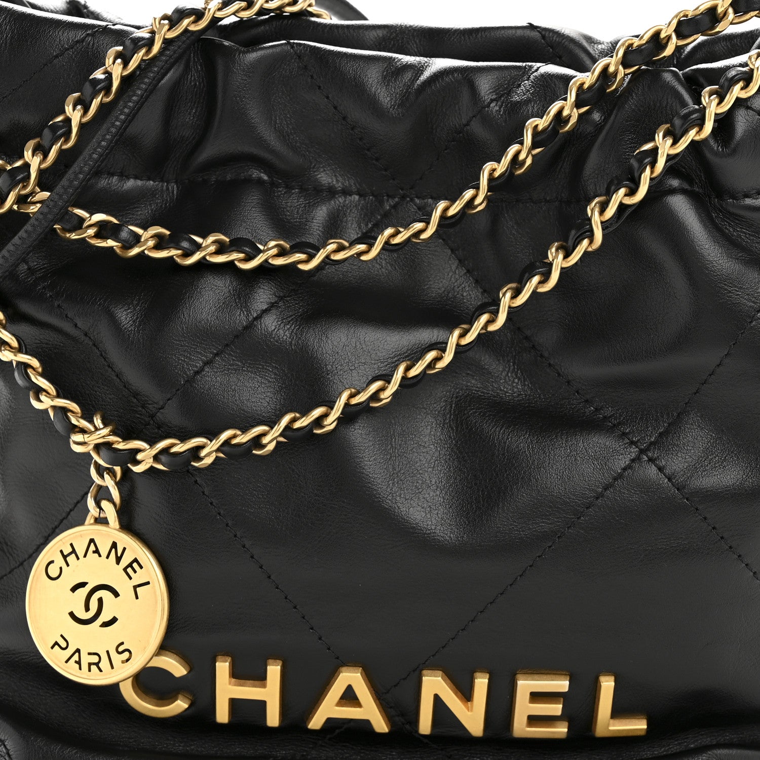 Chanel Shiny Calfskin Quilted Mini Chanel 22 Black 8 of 11