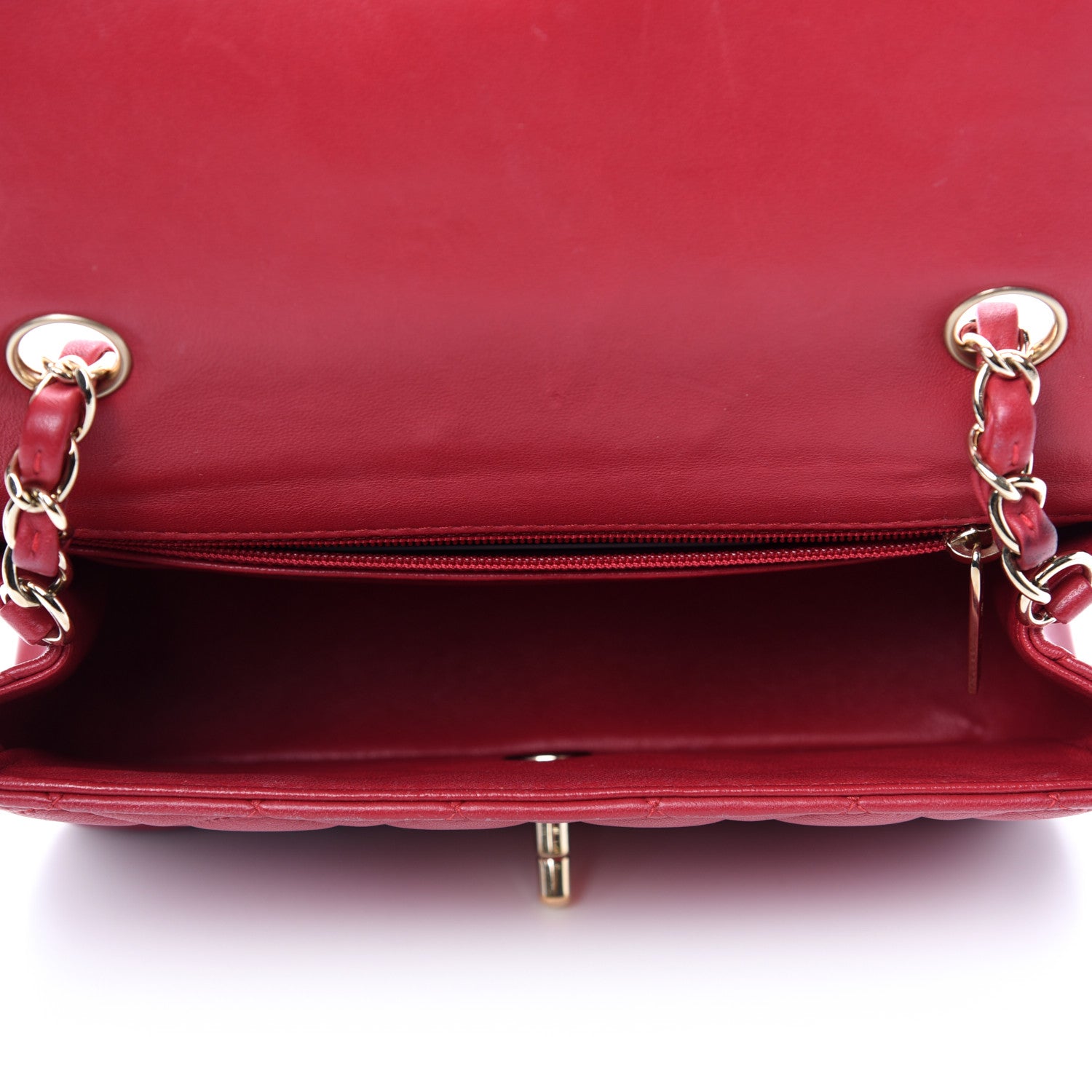 Chanel Lambskin Quilted Mini Rectangular Flap Red 5 of 13