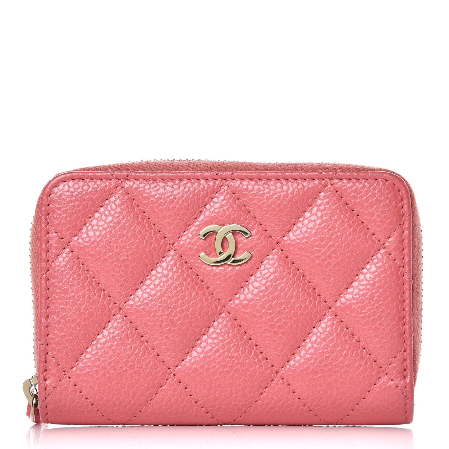 Caviar Quilted Zip Coin Purse Dark Pink