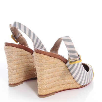 Christian Louboutin Patent Leather Canvas Chus Espadrille Wedges 35 Yellow 4 of 7