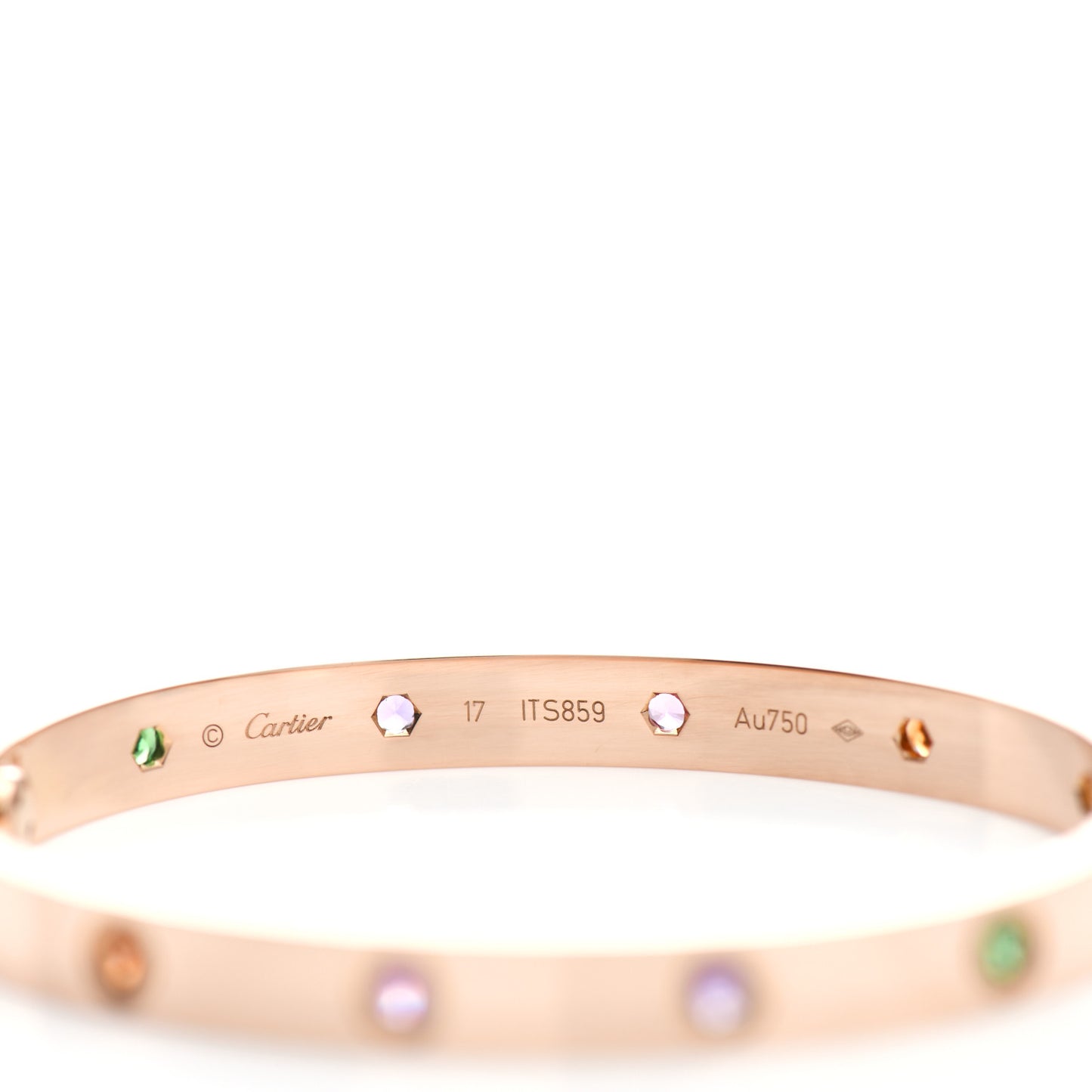 18K Pink Gold Sapphire Garnet Amethyst LOVE Bracelet 17