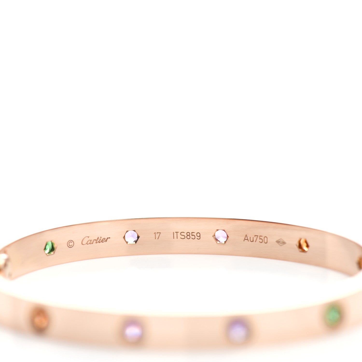 Cartier 18K Pink Gold Sapphire Garnet Amethyst LOVE Bracelet 17 4 of 5