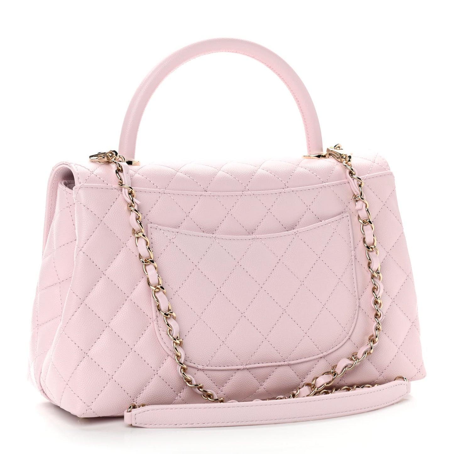 Caviar Quilted Small Coco Handle Flap Light Pink