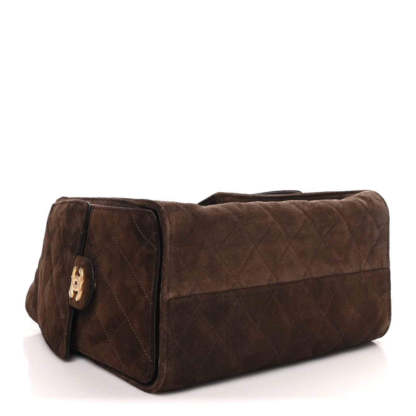 Suede Quilted Small Chanel 25 Handbag Dark Brown