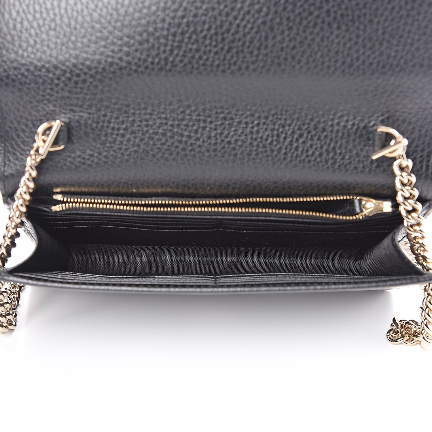 Gucci Dollar Calfskin Interlocking G Chain Wallet Black 5 of 8