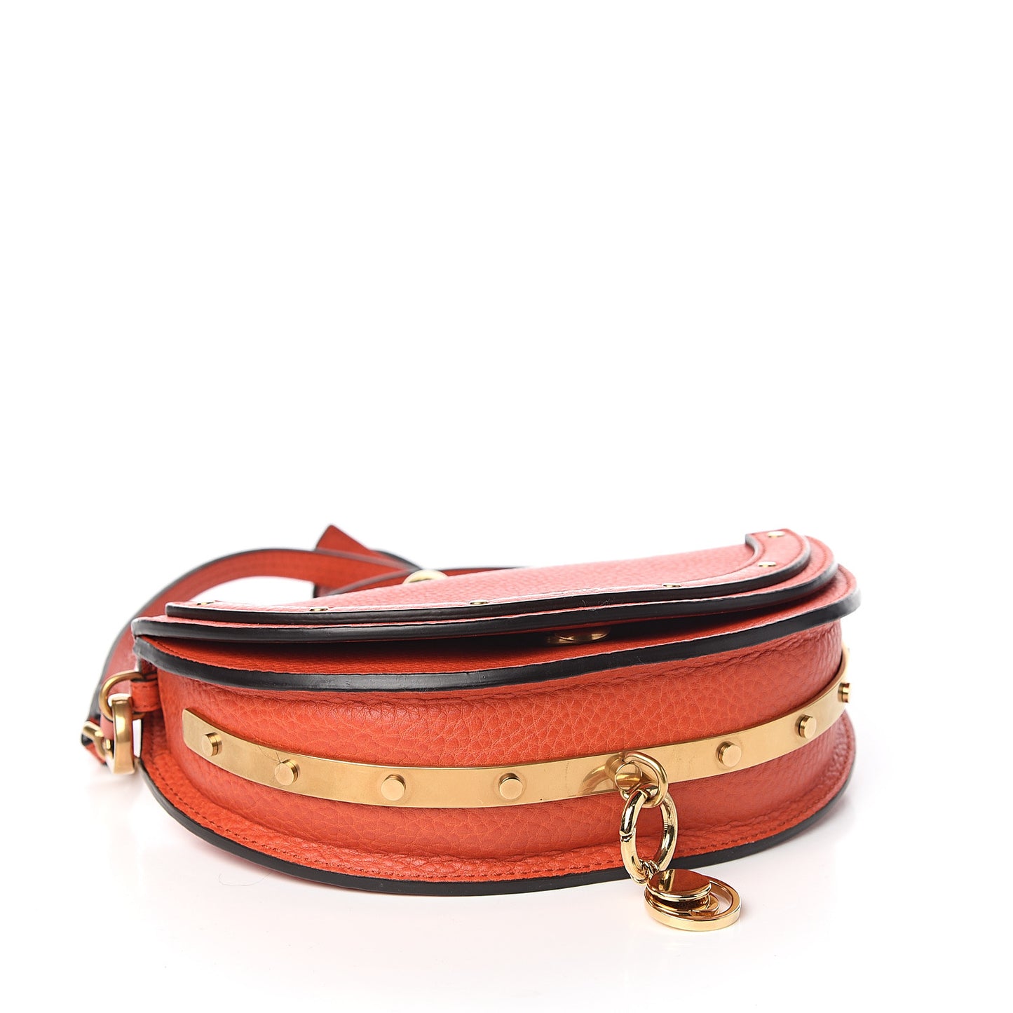 Calfskin Small Nile Bracelet Minaudiere Bag Sepia Red
