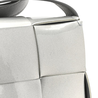 Bottega Veneta Metallic Patent Calfskin Maxi Intrecciato Extra Mini Cassette Crossbody Bag Silver 10 of 10