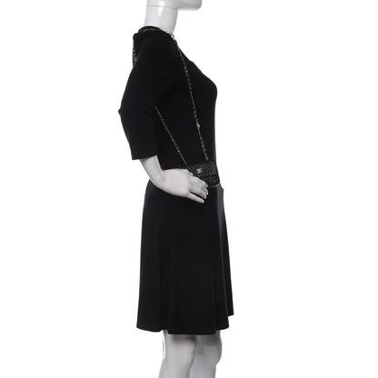 Chanel Lambskin Camellia Embossed Chain Belt Bag Black 2 of 12