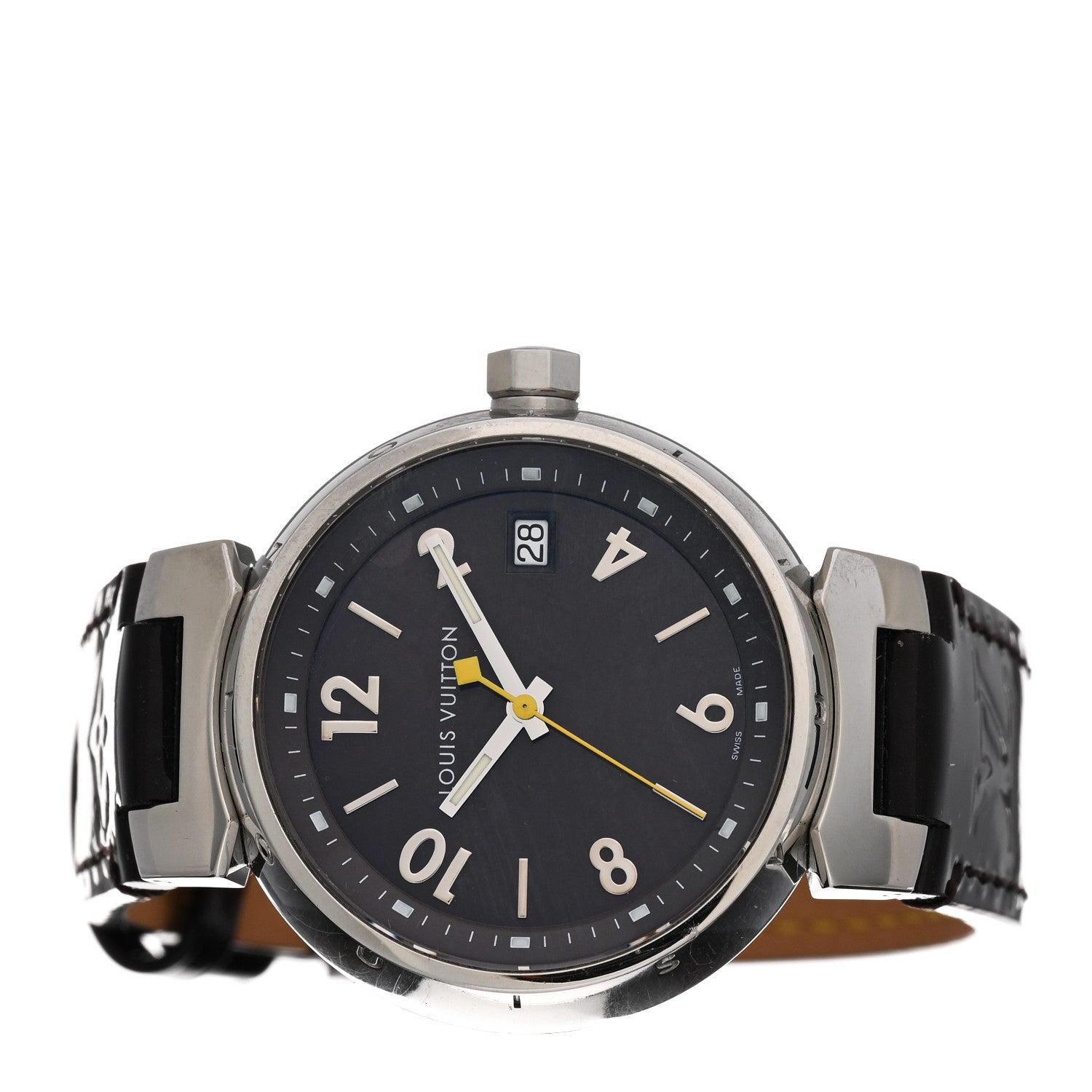 Louis Vuitton Stainless Steel Vernis 28mm Tambour Quartz Watch Brown 2 of 4