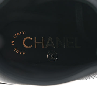 Chanel Pearly Calfskin Patent Calfskin Lace Up Combat Boots 38 Black 38 Black 6 of 9